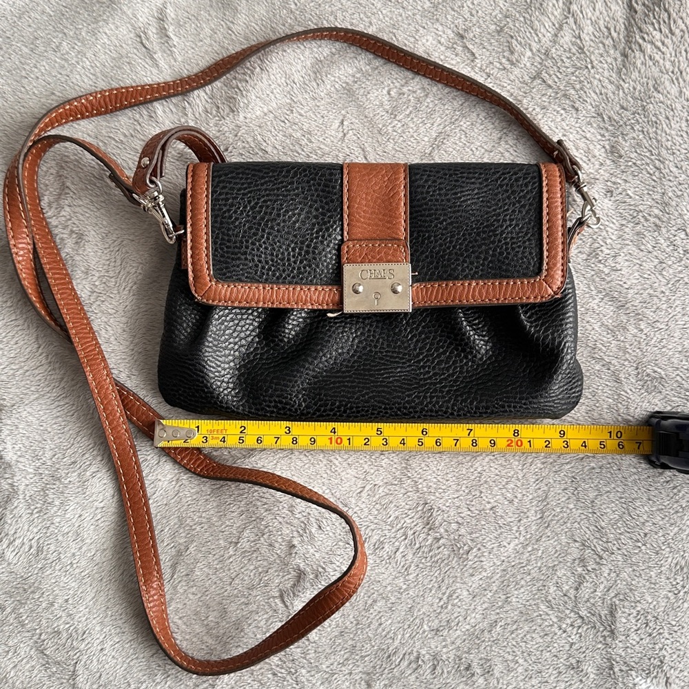 Chaps Black and Tan Crossbody Bag